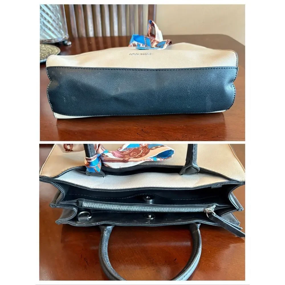 NINE WEST - EUC Tri-Color Tailored Faux Leather Satchel. Organization Galore